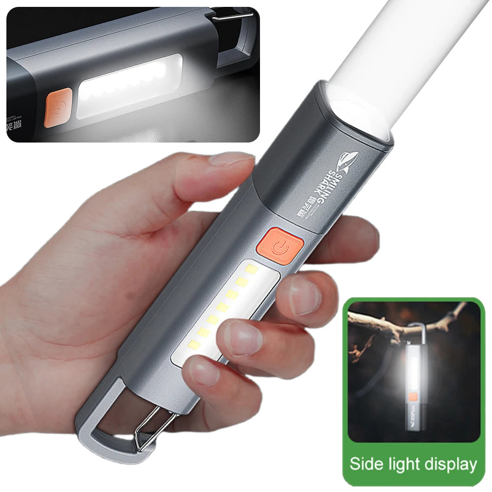 LED Camping Flashlight 800mah Telescopic Zoomable Flashlight Type C USB Rechargeable Handheld Light Lantern for Hiking Climbing