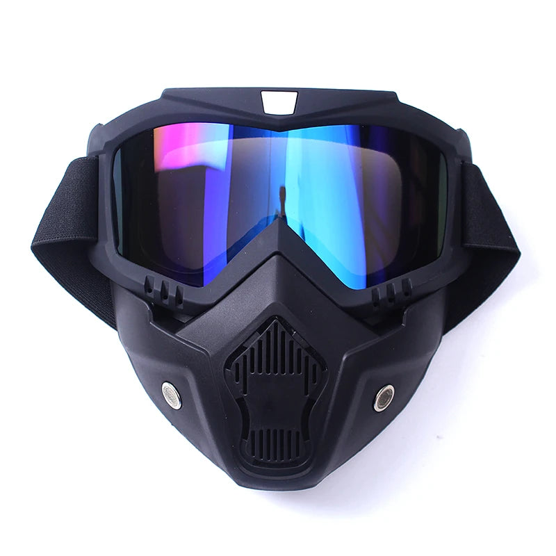 Goggles Mask Anti-UV Detachable  Ski Mask Motorcycle HD Motocross Glasses Retro Riding Masks