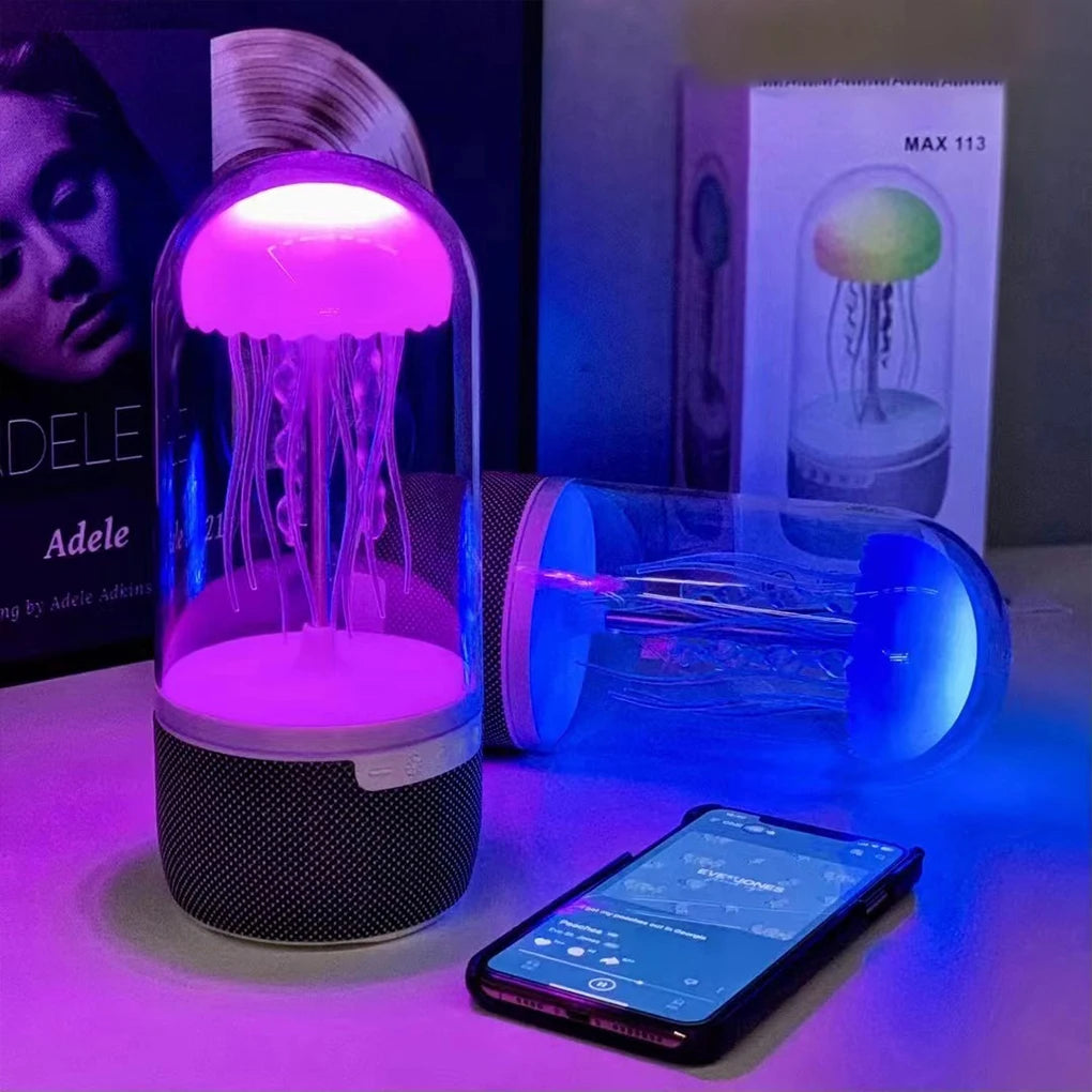 Creative Colorful Jellyfish Lamp Bluetooth Speaker 3D Surround HiFi Stereo 1800mAh Sports Jellyfish Speaker for Home Office