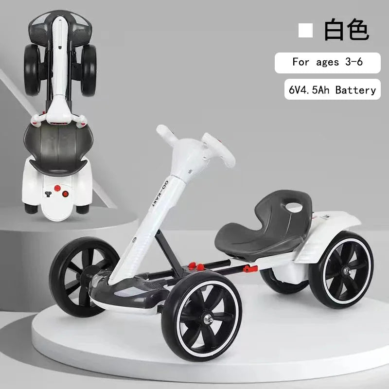 Installation-free children's kart electric four-wheeler foldable can seat 2-6 portable stroller children's toy car