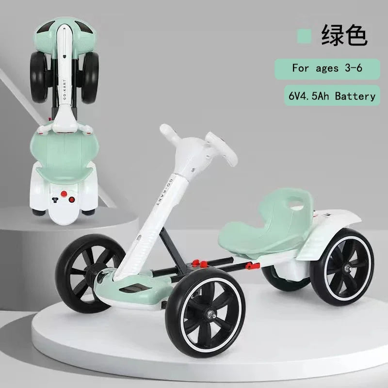 Installation-free children's kart electric four-wheeler foldable can seat 2-6 portable stroller children's toy car