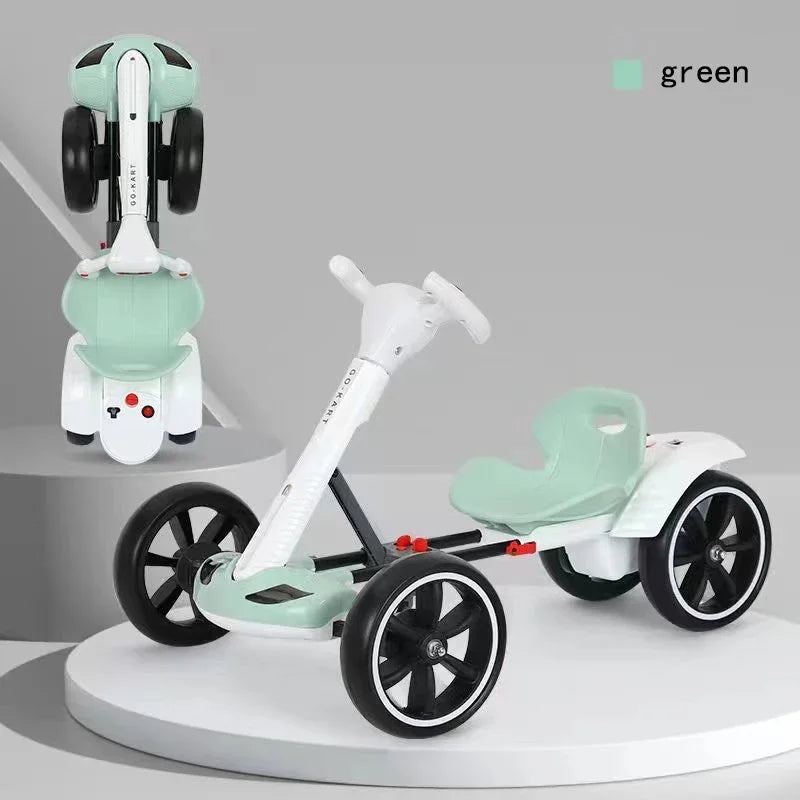 Installation-free children's kart electric four-wheeler foldable can seat 2-6 portable stroller children's toy car